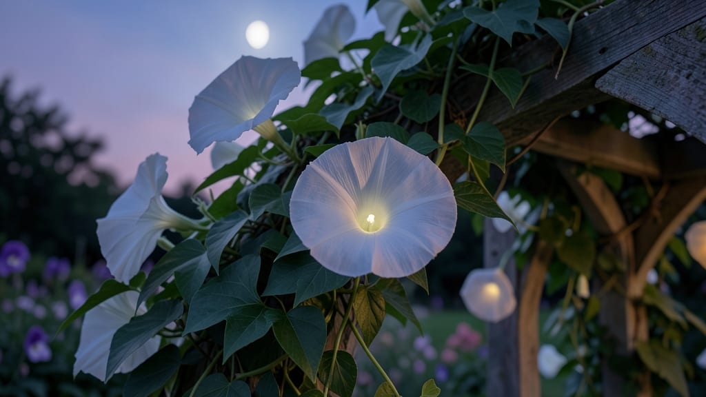 Moonflower Vine's Dramatic White Blooms