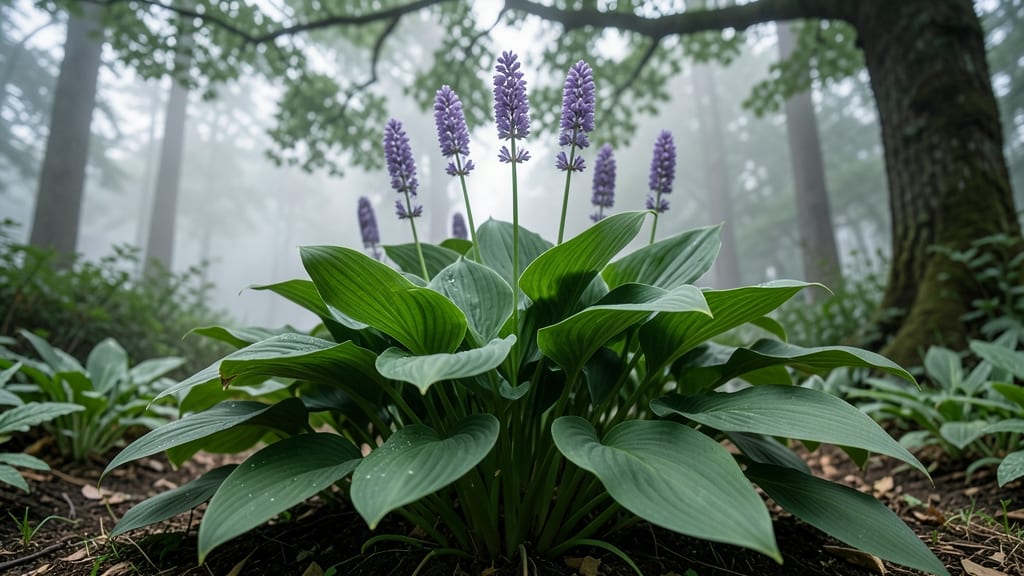 Hostas with Lavender Blooms